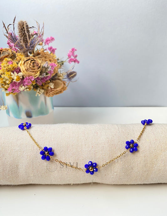 Collana girocollo margherite blu navy